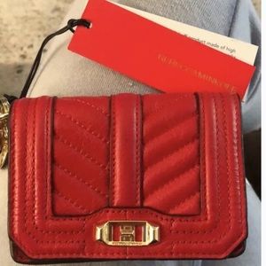 NWT Red leather Rebecca Minkoff keychain wallet.